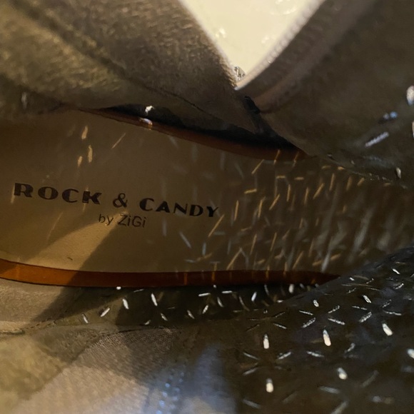 Taupe Suede Ankle Booties Block Heeled Open Toe Boots - Picture 7 of 7